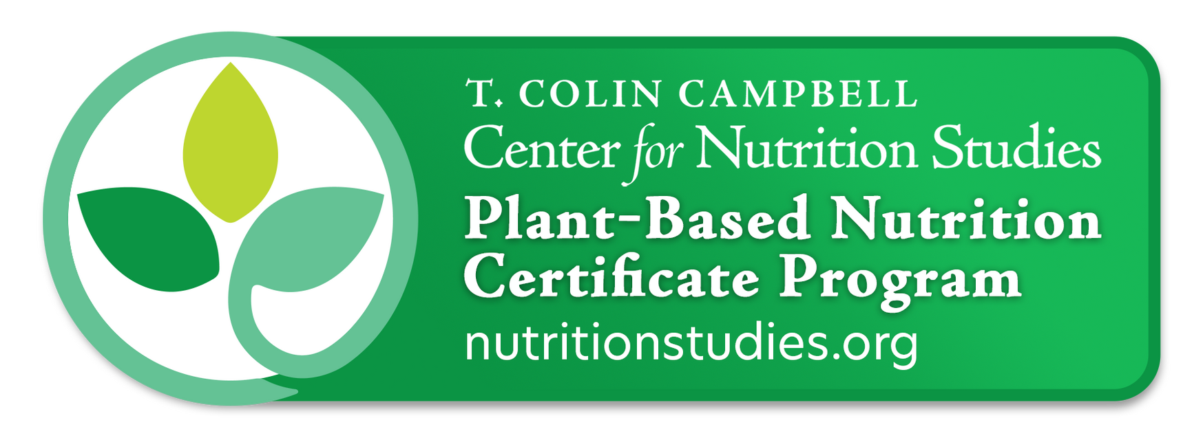image of certificate for plant-based nutrition program from T. Colin Campbell Center for Nutrition Studies.