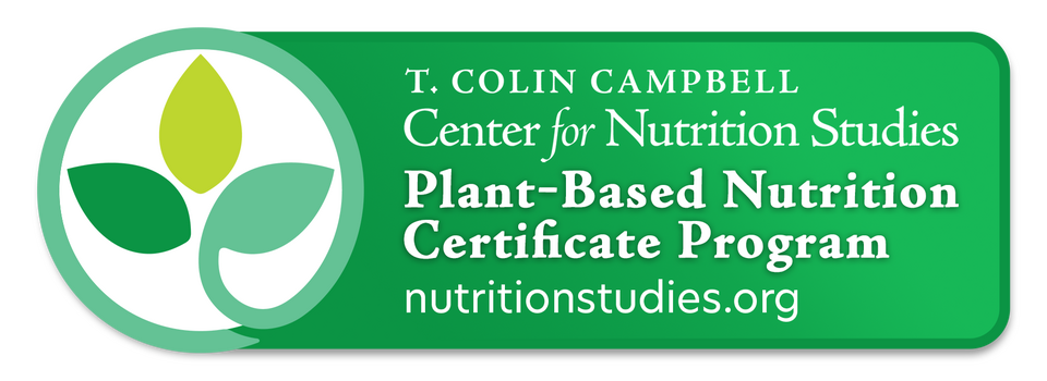 image of certificate for plant-based nutrition program from T. Colin Campbell Center for Nutrition Studies.